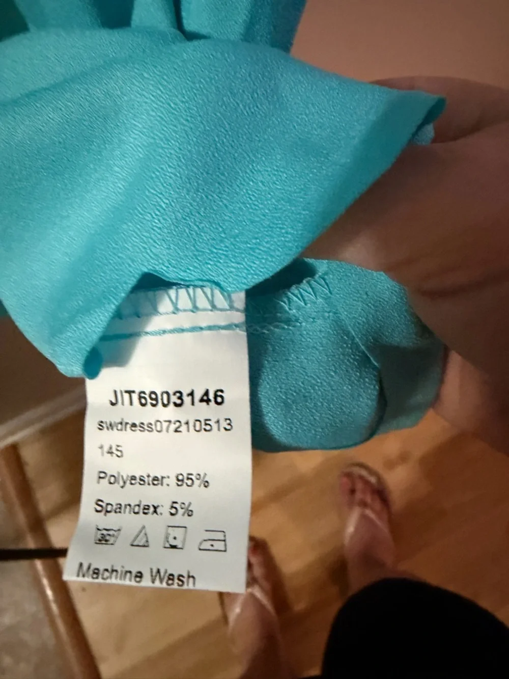 NWOT, XL Women’s SHEIN Scalloped Sleeve Aqua Blue Shell Tunic Dress - Picture 4 of 6